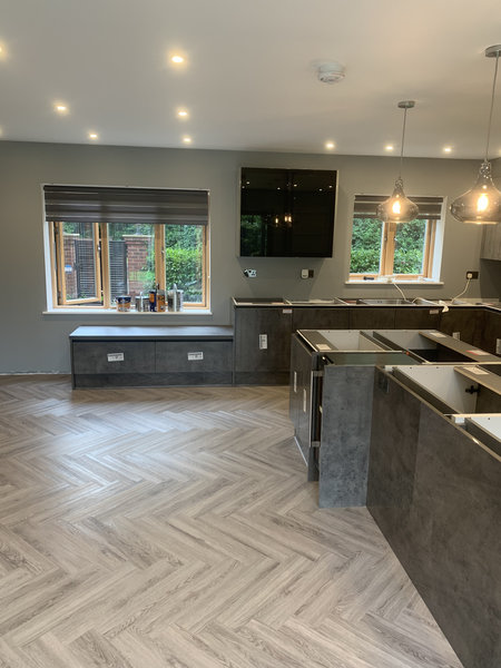 Modern Kitchen Herringbone Flooring